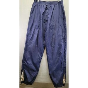Vintage Dunlop Sport 100% Nylon Navy Wind Track Pants Ankle Zip Golf Outdoor